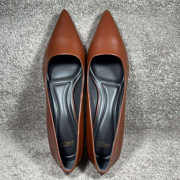 Sarto A-Diva Pumps Brown Leather Pointed Toe Kitten Heel Womens Size 9M - Picture 4 of 11